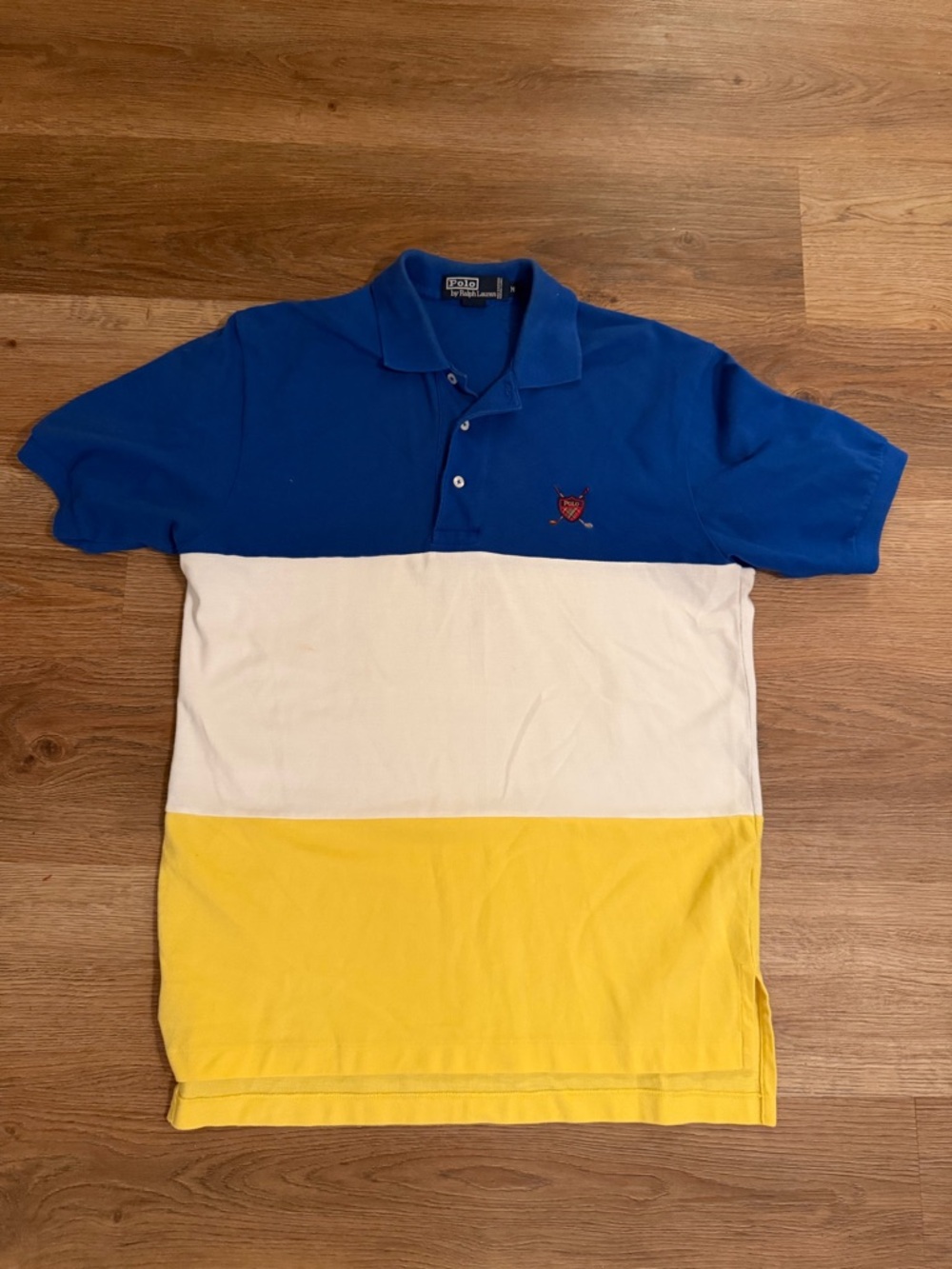 Ralph Lauren Blue, White & Yellow Block Polo
